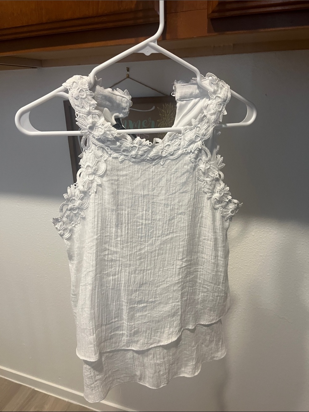 BCX White Floral Applique Tank Top